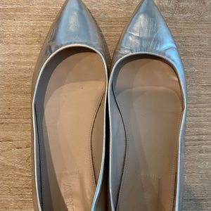 J.Crew Silver Leather Flats, size 9